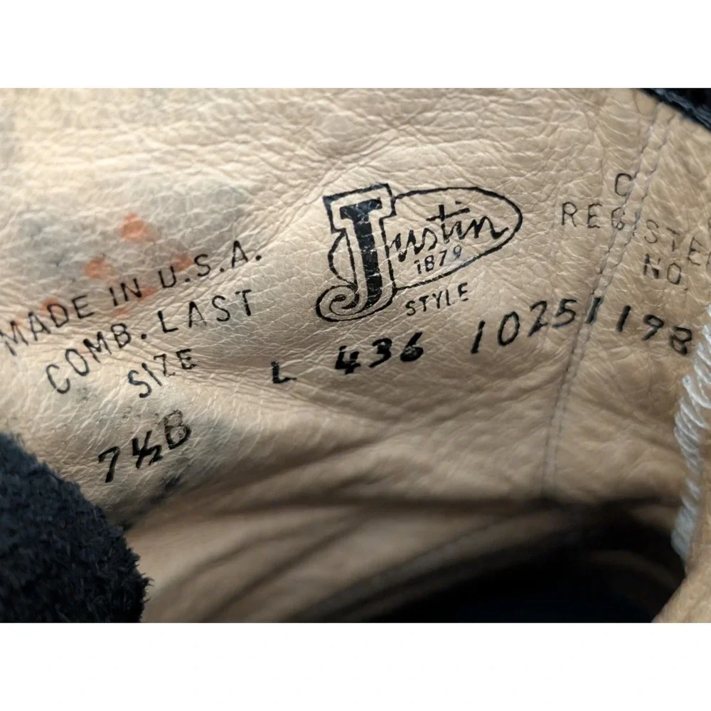 Vintage Justin Women's Black Leather Lace-Up Kiltie Roper Boots 7.5B - Picture 8 of 8